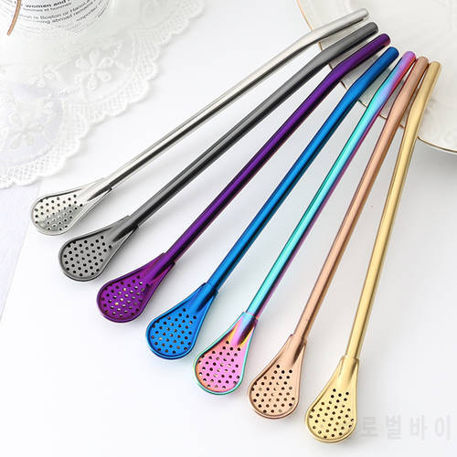 Stainless Steel Drinking Straw Spoon Tea Filter Mate Tea Straws Bombilla Gourd Reusable Tea Tools Washable Bar Accessories