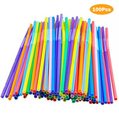 1000/600/300/250pcs Plastic Drinking Straws 8 Inches Long Multi-Colored Striped Bedable Disposable Straws Multi Colored Straw