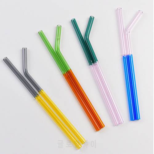 High Borosilicate Glass Drinking Straws Reusable Colored Glass Straws Milk Drinkware Bar Party Accessories