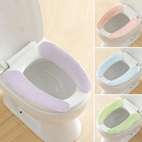 Adhesive Toilet Seat Cushion Cover Soft And Warm Toilet Seat Washable Cushion Portable Reusable Household Bathroom Accessories