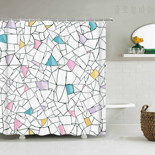 Geometric Pattern Shower Curtains Bathroom Polyester Waterproof Shower Curtain Mosaic Print Curtains for Bathroom Shower Cortina
