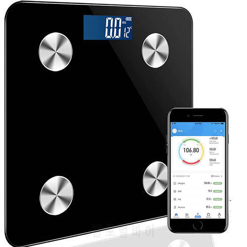 2022 Hot Sale Smart BMI Digital Body Analyzer Balance 180kg 396lb Bathroom Smart Body Fat Scale Free Shipping