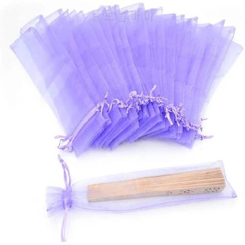 free shipping 50pcs / lot 8color Silk pouch for hand fans organza gift bag gift pouch for hand fans with drawstring