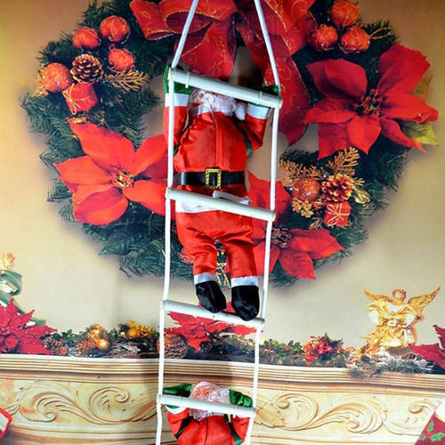 Santa Claus Climbing Ladder Santa Claus Doll Christmas Tree Hanging Ornament Outdoor Indoor Door Wall Decoration
