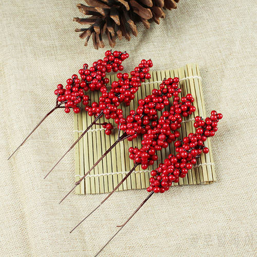 3pcs/lot 20-26cm Artificial Haw Branches Red Berry Wedding Party Christmas Festival Decoration Wreath Flower Accessories