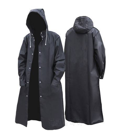 Fashion Thickened Black Adult Waterproof Long Raincoat Women Men Rain Coat Hooded For Outdoor Hiking Travel Fishing Climbing