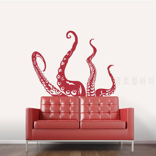 Octopus Kraken Squid Tentacles Sea Fish Underwater Animal Ocean Transparent Wall Sticker Vinyl Car Decal Mural art Bathroom 3D46