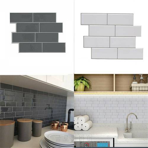 Subway Tile Grey Brick 3D Self Adhesive Decal Kitchen Bathroom Wall Sticker Peel Stick Waterproof Removable Wallpaper Home Decor