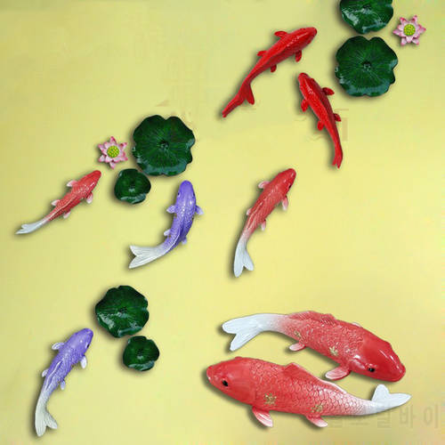 Chinese 3D Resin Fish Wall Sticker Decoration Home TV Background Porch Wall Hanging Crafts Hotel Cafe Store Wall Mural Ornaments