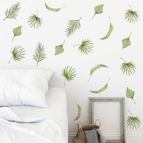 Fine Series Creative And Warm Tropical Green Leaves Decor Stickers Childs Room Glass Window Bedroom Wall Cabinet Background