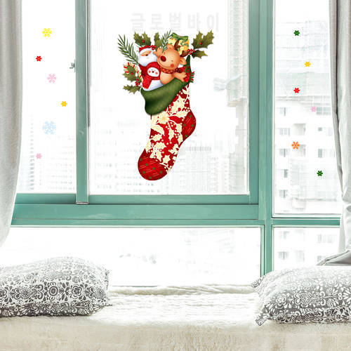 Christmas socks creative wall stickers Christmas living room window glass decoration wall stickers wholesale