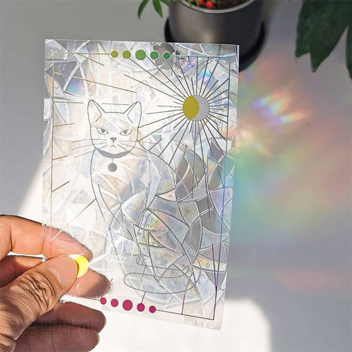 1PCS 3D Rainbow Effect Window Stickers Cat Star Sun Flower Decor DIY Glass Wall Decals for Home Decor Rainbow Prisms Maker