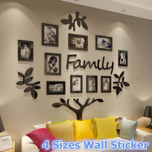 Acrylic Family Tree Wall Stickers Picture Frame Collage 3D DIY Christmas Decorations for Living Room Bedroom Xmas Home Art Decor