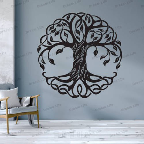 Tree of Life Wall Stickers Wall Decoration Yaga Tree Vinyl Stickers For Living Rooms Removable Round Wallpaper Art Mural