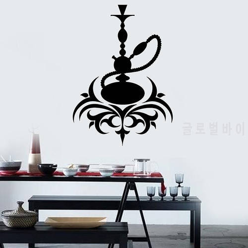 Hookah Sign Wall Decal Arabic Style Smoking Wall Decals Waterproof Vinyl Stickers Home Decor for Living Room Cafe Hotel G510