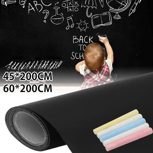 Self-Adhesive Chalkboard Paper Waterproof Removable Chalkboard Decal DIY Reusable Erasable Black Board Poster with 5 Chalk