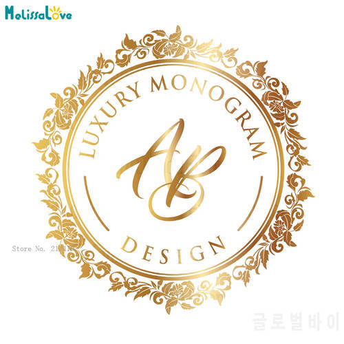 Custom Name Date and Initials Sophisticated Elegant Dance Floor Stickers Gold Decals Monogram Removable YT6622