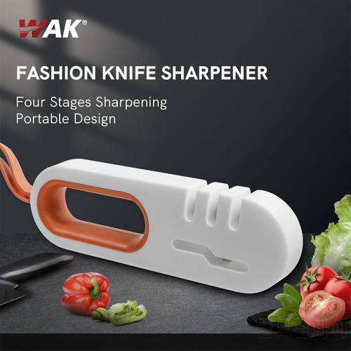 WAK Kitchen Manual Knife Sharpener Diamond Ceramic Knife Scissors Sharpening Machine Portable 4 in 1 Sharpener for Knives