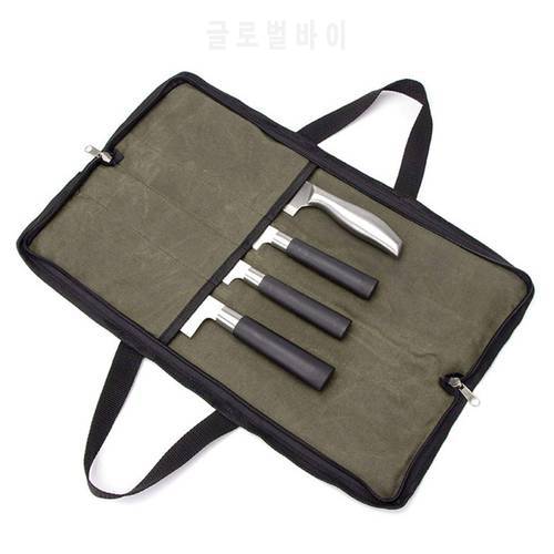 Chef Knife Case Waxed Canvas Roll Storage Knife Carrying Pouch for Men Women Gift for Home Kitchen Household Durable