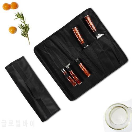 Black Knife Storage Bag Oxford Cloth Waterproof Portable Rollable Tote Bag 5 Pockets Strong Wear Resistance Recyclable