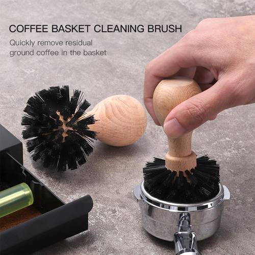 Espresso Tamper Cleaning Brush Espresso Brush for 51mm 53mm Basket Cafe Bar Wood Dusting Brush Cleaning Coffee Tools for Barista