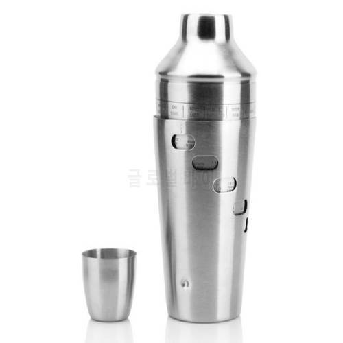 Kitchen Barware Bar Tools Stainless Steel Tin Boston Cocktail Shake Device Flask With Measuring Scale