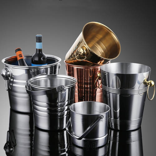 1L-7L Stainless Steel Ice Bucket Wine Champagne Wine Chiller Wine Bottle Cooler Champagne Beer Chiller Ice Barrel Bar Tool