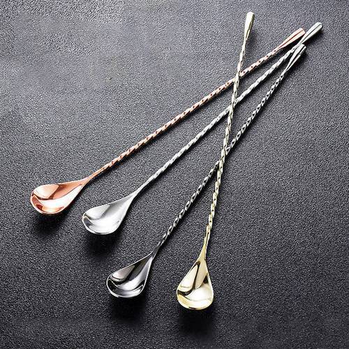 30cm Stainless steel mixing Cocktail spoon spiral pattern bar Tea Spoon mix spoon Bar Tool Barman tools Newly