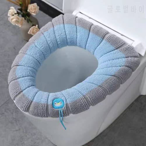 Winter Warmer Toilet Seat Cover Mat Bathroom Toilet Pad Cushion with Handle Thicker Soft Washable Closestool Warmer Accessories