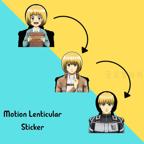 Armin Arlert Attack on Titan 3D Motion Sticker Cartoon Anime Car Stickers Waterproof Refrigerator Stickers, Laptop Stickers
