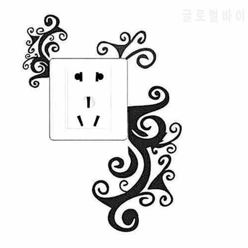 Hand Carving Vine Flower Light Switch Wall Sticker Home Decor 4WS0153