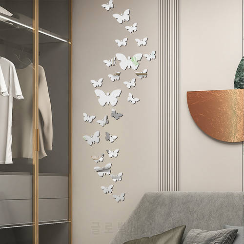 Butterfly Mirror Wall Sticker 3D DIY TV Background Living Room Stickers Christmas Wall Decor Bedroom Bathroom Home Decoration