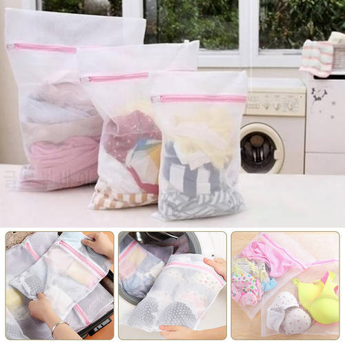 3Size Coarse Mesh Laundry Bag Net Laundry Basket Bra Underwear Clothes Storage Organizer Travel Wash Bag for Washing Machine