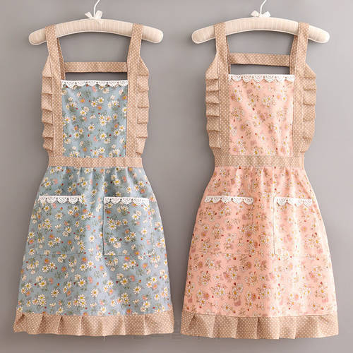 Sleeveless Kitchen Cooking Gown Aprons Breathable Home Work Protective Clothes Oil-proof Floral Apron