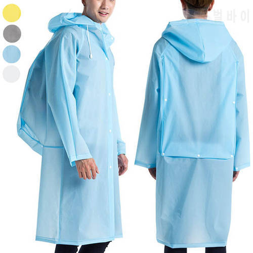 New Reusable Transparent EVA Long Raincoat Men Women Waterproof Rainwear Outdoor Jacket Unisex Cycling Hiking Rain Gear Coat