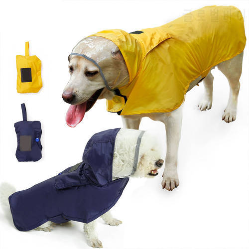 Large Dog Clothes Raincoat Waterproof Suits Dot Rain Cape Pet Clothing For Big Dogs Hooded Jacket Poncho Pet Rain Coat