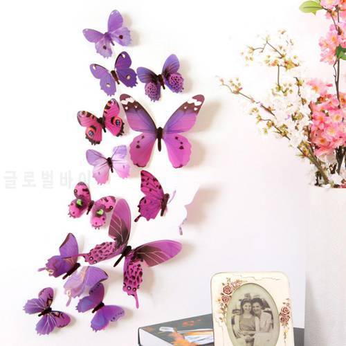 18PCS/lot 3D Butterfly Wall Sticker Art Decal Home Decor For Mural Stickers Decal DIY PVC Party Wedding Decoration Decal