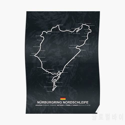 Nurburgring Nordschleife Racetack Map Poster Picture Vintage Painting Print Mural Modern Funny Decoration Art Home No Frame