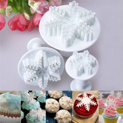 New Chocolate Cookie Candy Plunger Mold Snowflake Snow Shape Cake Mold Fondant Pastry Cutter Cake Decorating Tools Pastry Tools