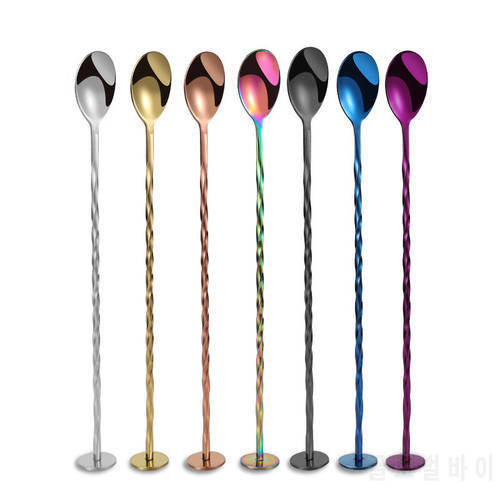High Quality Stainless Steel Cocktail Spiral Spoons Drink Whisky Muddler Stirrer Twisted Bartender Mixing Spoon Bar Accessories