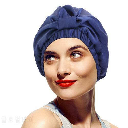 Silk Satin Sleep Cap Women Turban Elastic Head Scarf Hair Care Night Hat Chemo Caps Sleeping Shower Bonnet Beanie Headwear Solid
