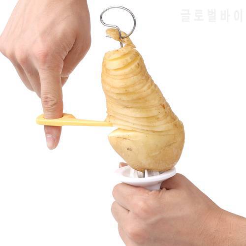 Stainless Steel +Plastic 1pc 3 string Rotate Potato Slicer Twisted Potato Slice Cutter Spiral DIY Manual Creative Kitchen Gadge