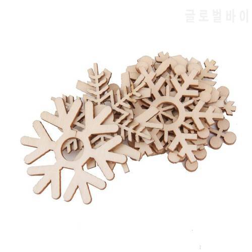 10pcs Christmas DIY Assorted Wooden Snowflake Cutouts Craft Embellishment Gift Tag Wood Ornament for Weding