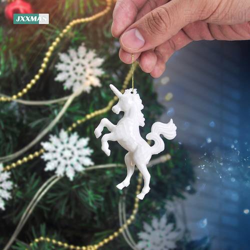 4pcs Unicorn Pendant Christmas Decorations Home Wedding Noel Party Creative Ornament Tree Artificial Cartoon Doll Xmas Navidad