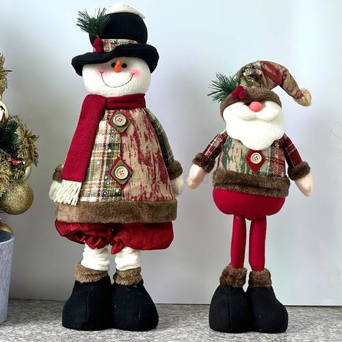 55/76cm Santa Claus Merry Christmas Ornaments Reindeer Tree Decor Elk Snowman Plush Christmas Doll Decorations Standing Gift Kid