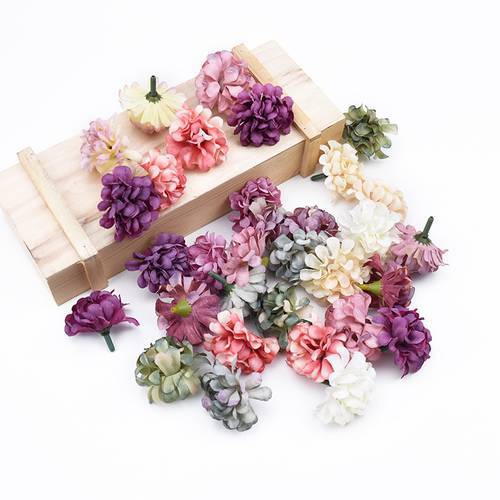 10 Pieces Small hydrangea artificial flowers home decoration accessories diy for wedding brooch christmas candy box Dried flower