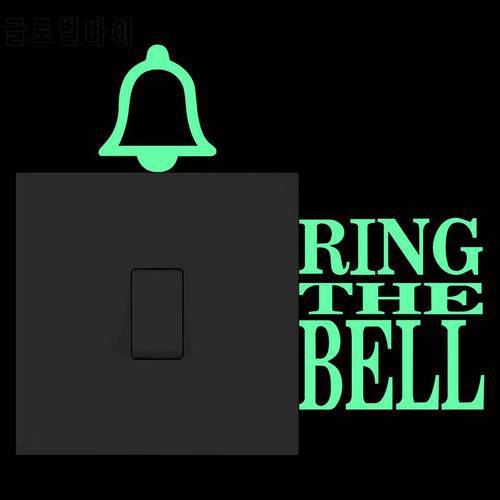 Ring the Bell Switch Sticker Glow in the Dark Open Door Indicating Sign Label Decal Funny Cartoon Home Decor Luminous Sticker