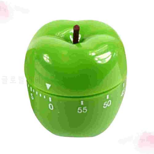 1PC Fruit Shape Mechanical Timer Home Use Countdown Timer Manual Cooking Timekeeper Kitchen Reminder (Green Apple)