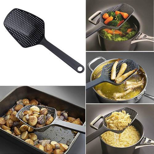 Kitchen Accessories Gadgets Nylon Spoon Strainer Drain Vegetable Spoon For Water Gadget Kitchen Tools Black New 1 Pcs