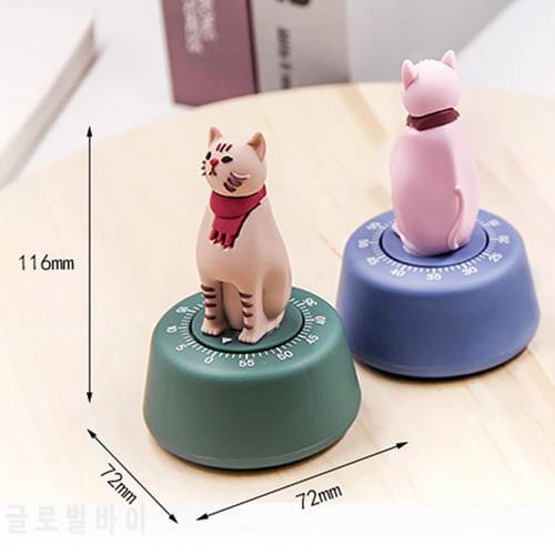 Easy Operation ABS Dial Wind Up Cat Clock Alarm Kitchen Accessories